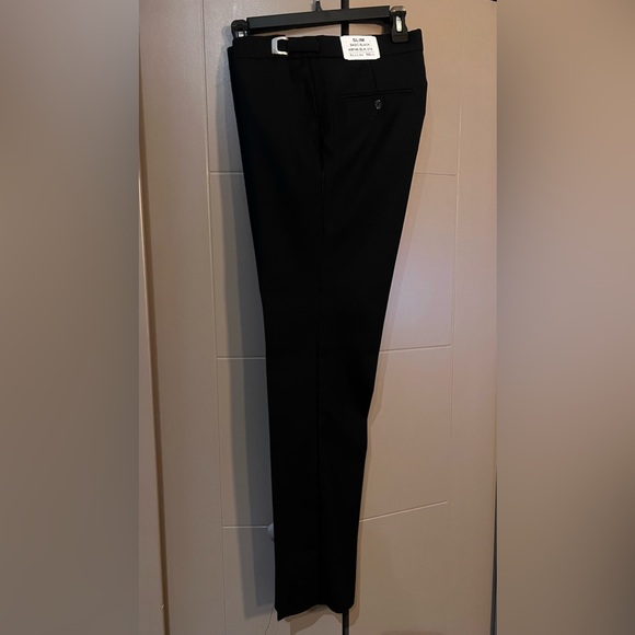 Allure’s Men Slim Fit Black Tuxedo Pants,w/Expandable Waistband, Black - Picture 2 of 3